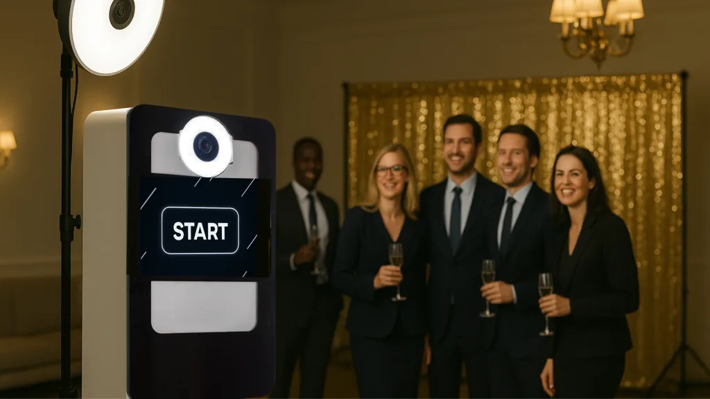 PixMeBox Exclusive – photobooth haut de gamme pour entreprise avec vérins électriques
