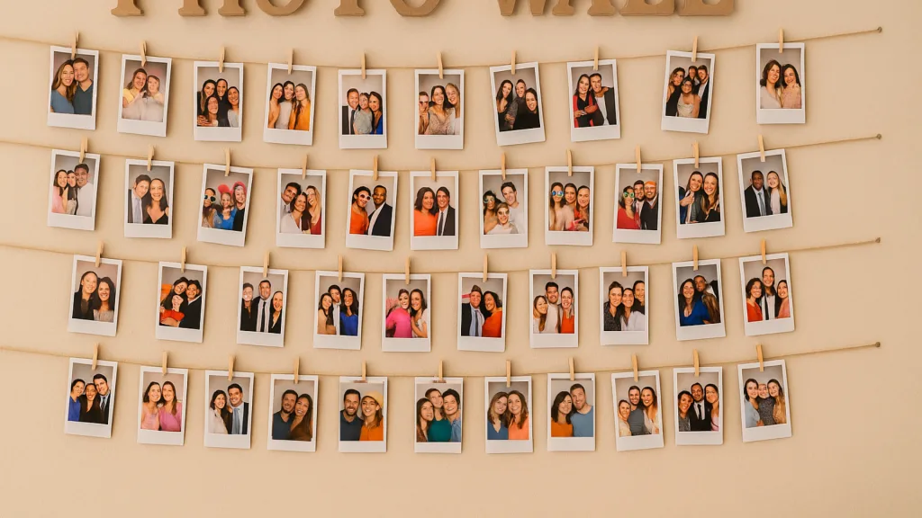 Mur de photos PixMeBox en décoration lors d’un mariage